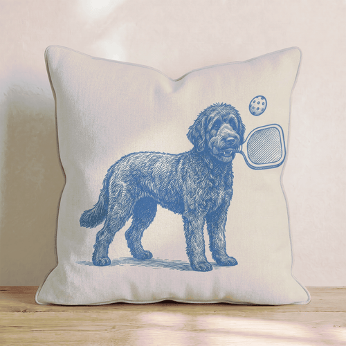 Black Goldendoodle Pickleball Throw Pillow - Hillcroft Home