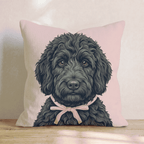 Black Goldendoodle Portrait Throw Pillow - Hillcroft Home