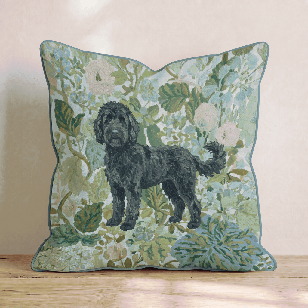 Black Goldendoodle Power Throw Pillow - Hillcroft Home