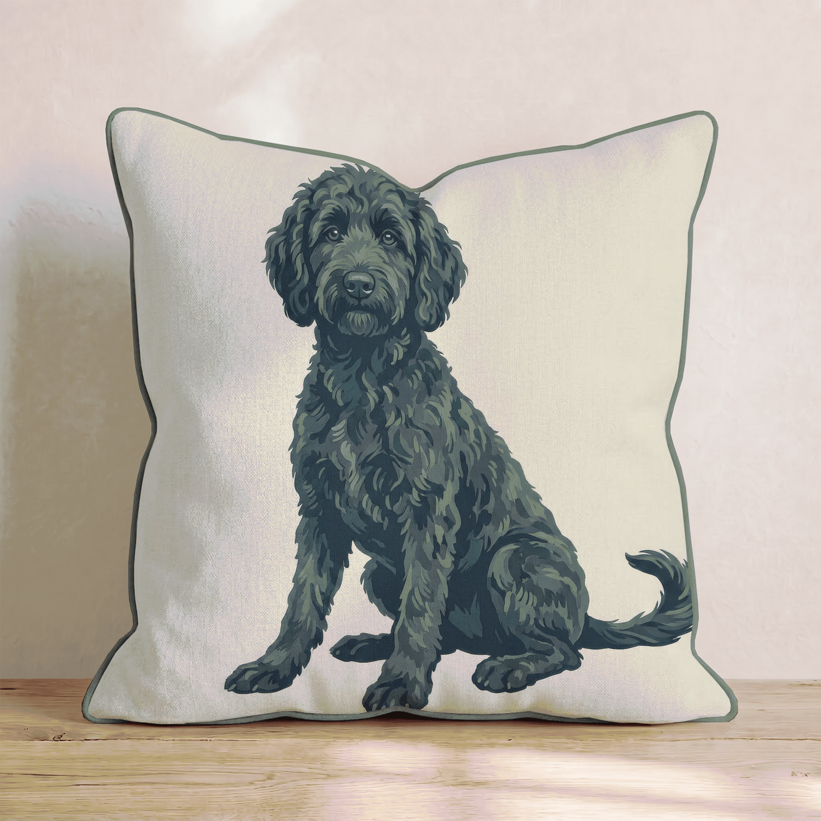 Black Goldendoodle Throw Pillow - Hillcroft Home