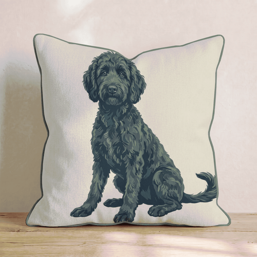 Black Goldendoodle Throw Pillow - Hillcroft Home