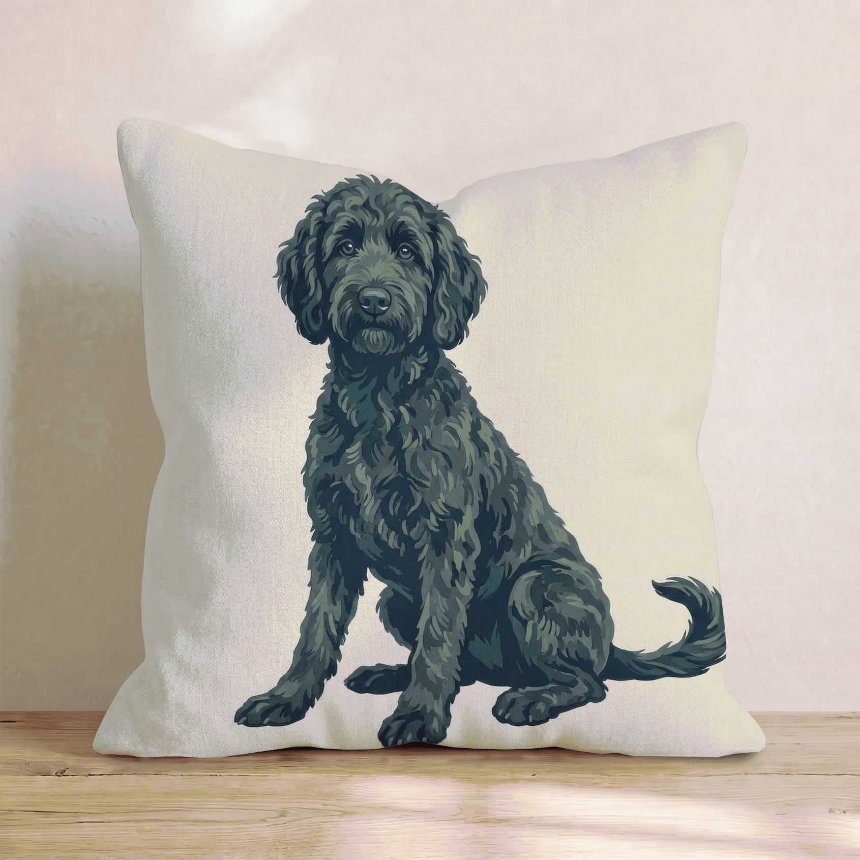 Black Goldendoodle Throw Pillow - Hillcroft Home