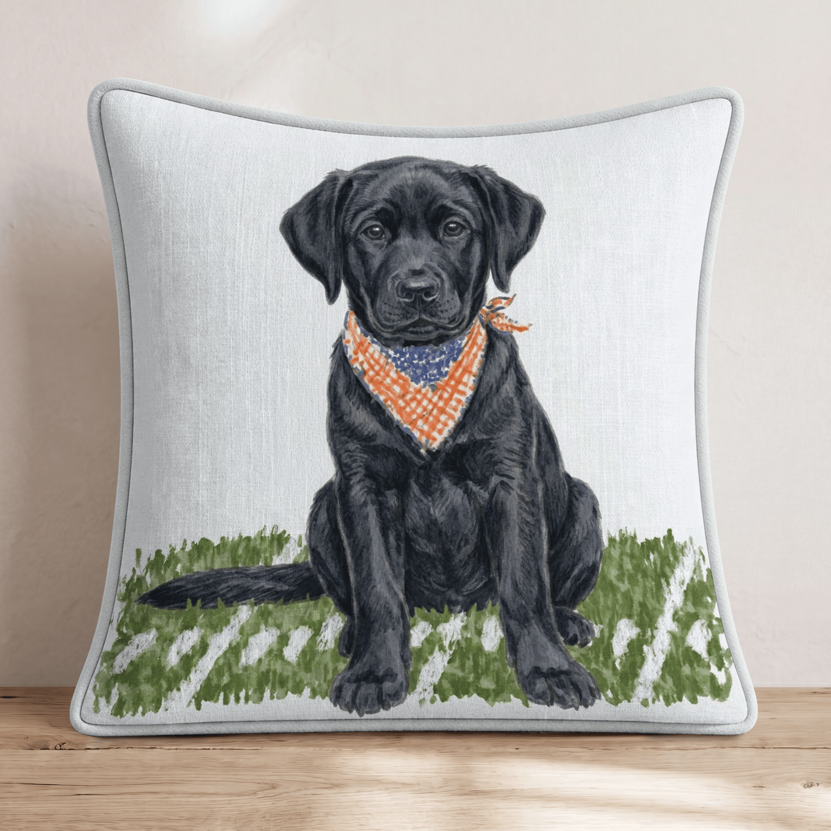 Black Labrador Retriever Football Field Star Throw Pillow - Hillcroft Home