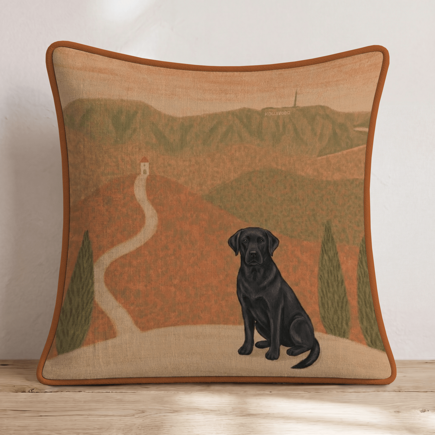 Black Labrador Retriever Hollywood Fall Afternoon Throw Pillow - Hillcroft Home
