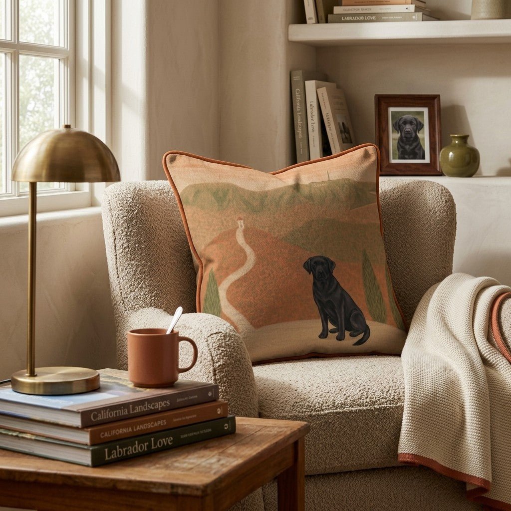 Black Labrador Retriever Hollywood Fall Afternoon Throw Pillow - Hillcroft Home