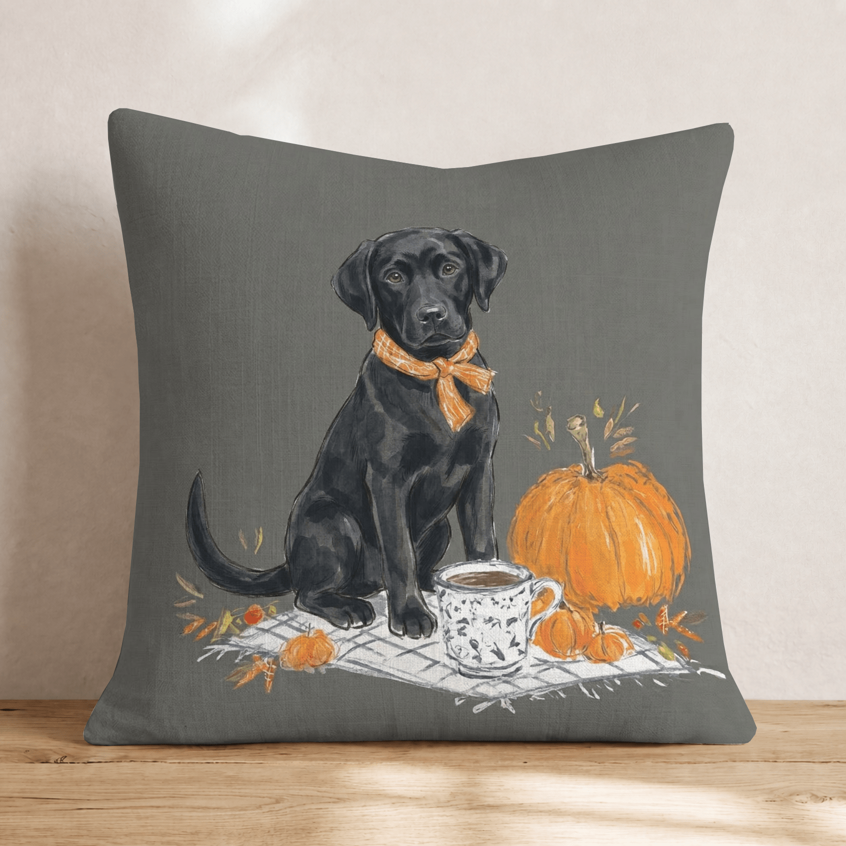 Black Labrador Retriever Latte Run Throw Pillow - Hillcroft Home