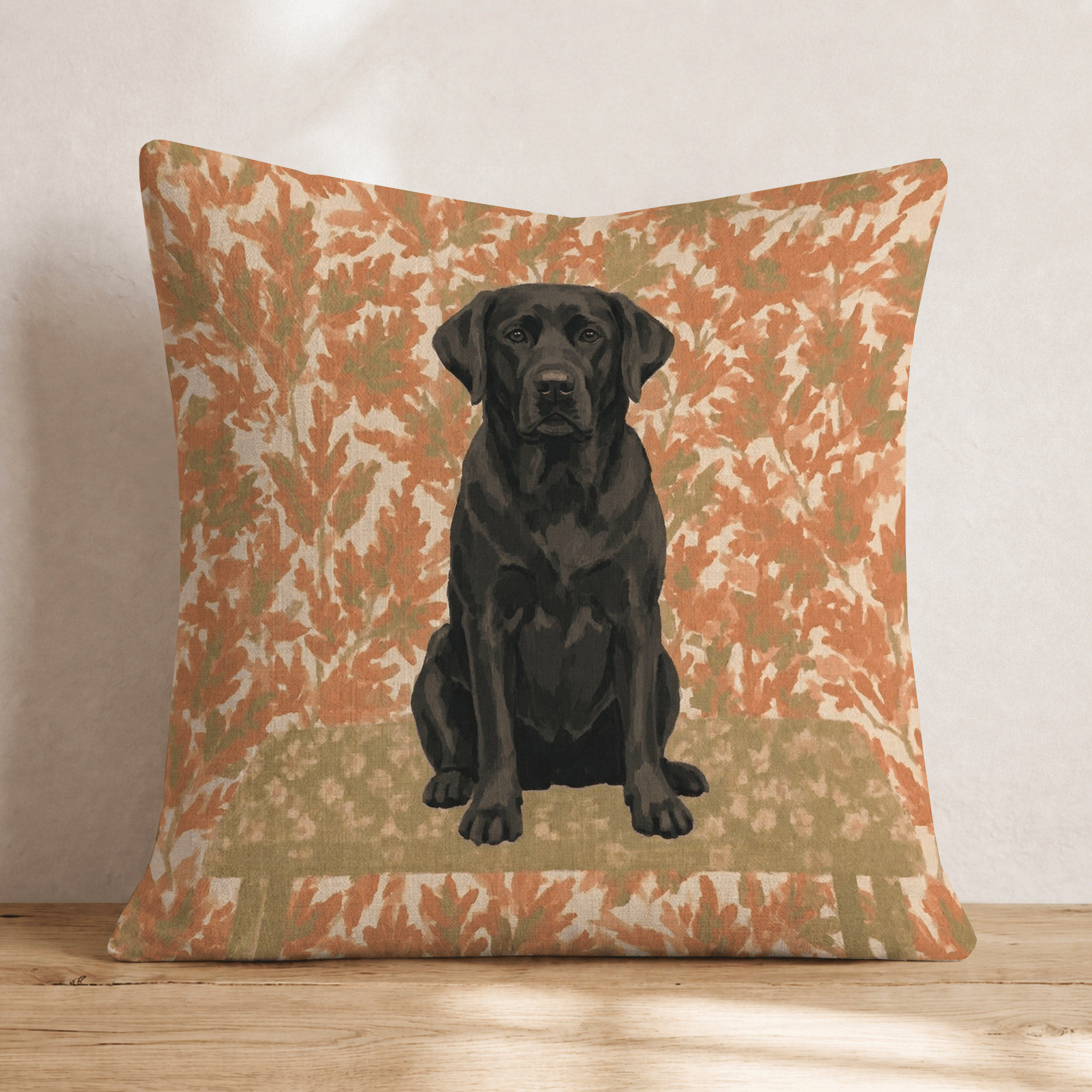 Black Labrador Retriever NYC Fall Afternoon Throw Pillow - Hillcroft Home