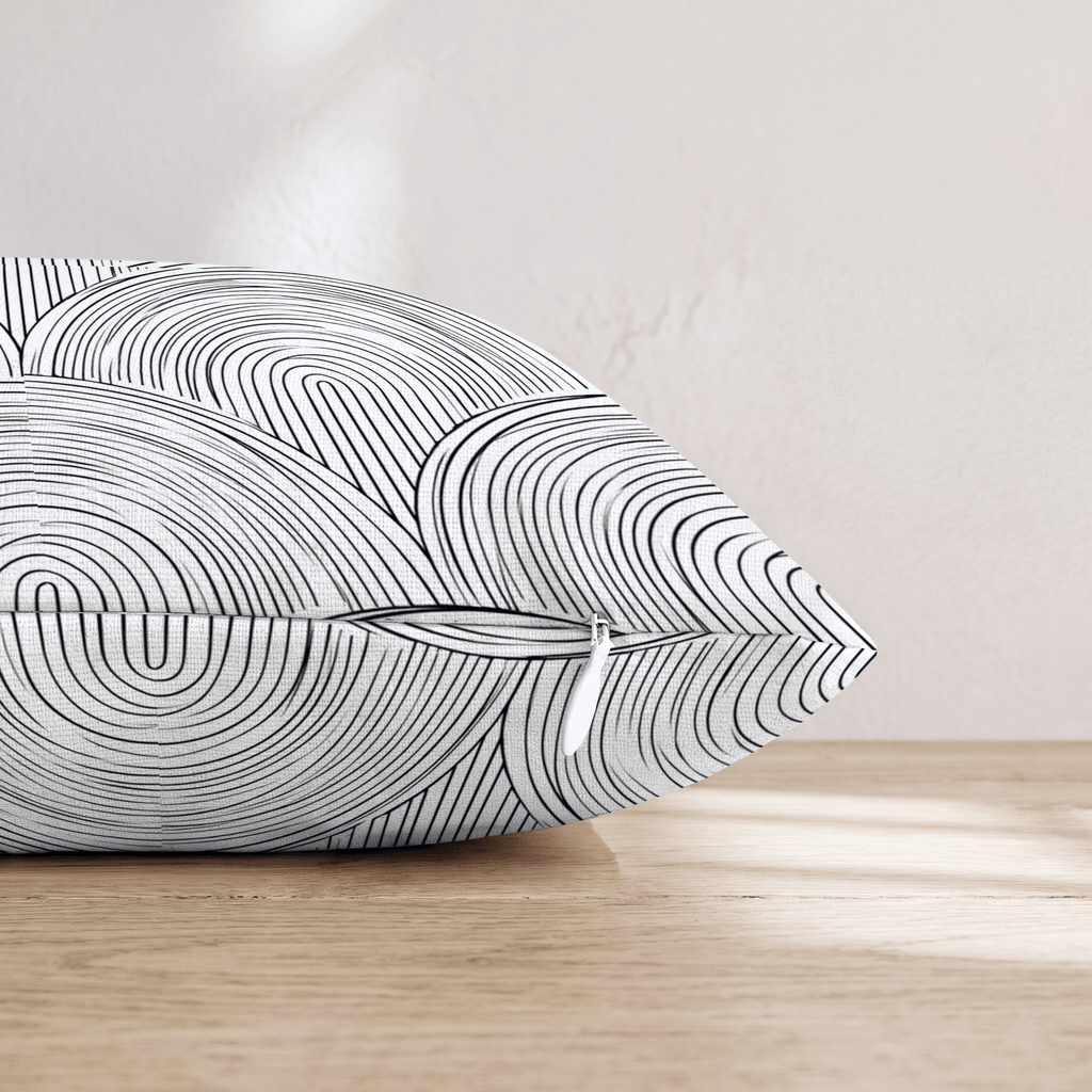 Black White Arch Wave Throw Pillow - Hillcroft Home