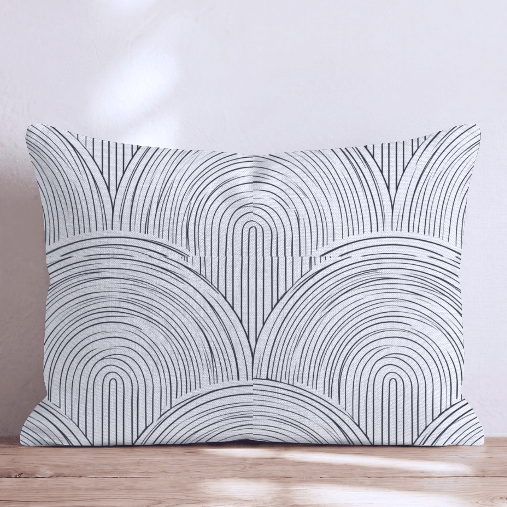 Black White Arch Wave Throw Pillow - Hillcroft Home
