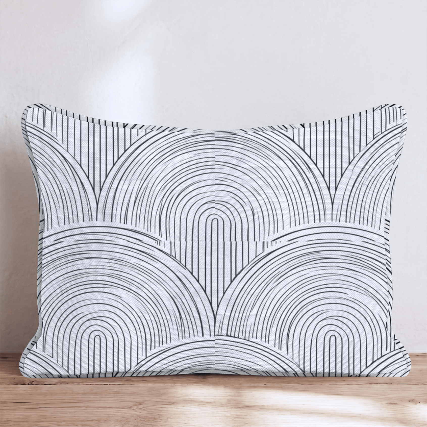 Black White Arch Wave Throw Pillow - Hillcroft Home