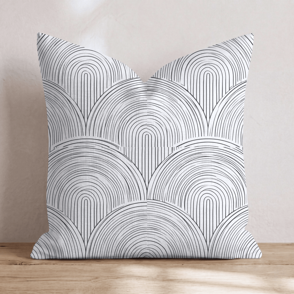 Black White Arch Wave Throw Pillow - Hillcroft Home
