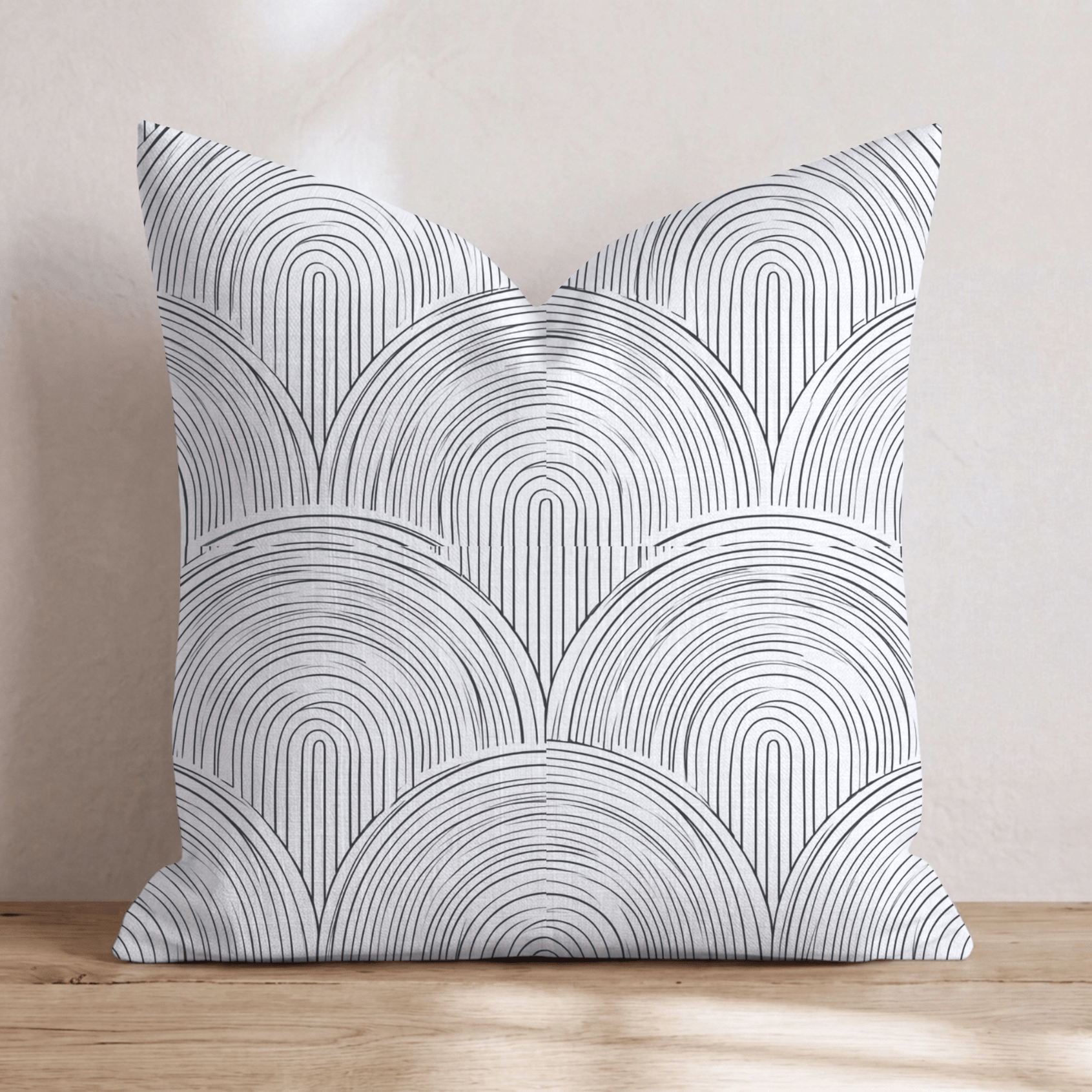 Black White Arch Wave Throw Pillow - Hillcroft Home