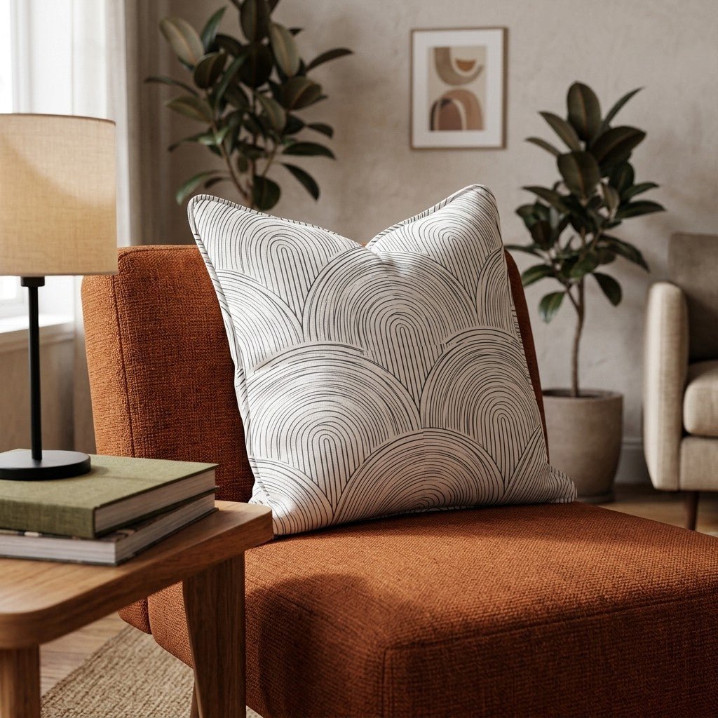 Black White Arch Wave Throw Pillow - Hillcroft Home