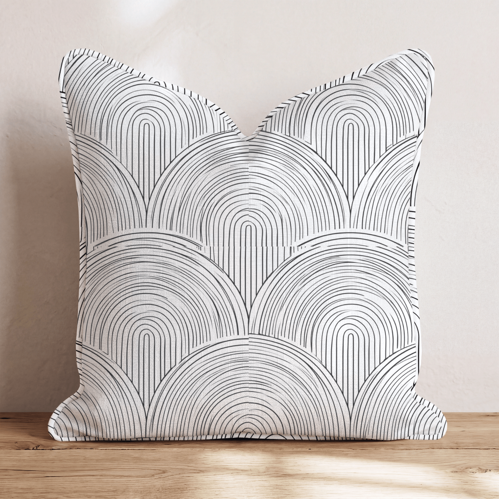 Black White Arch Wave Throw Pillow - Hillcroft Home