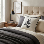 Black&White Football Player Throw Pillow - Hillcroft Home