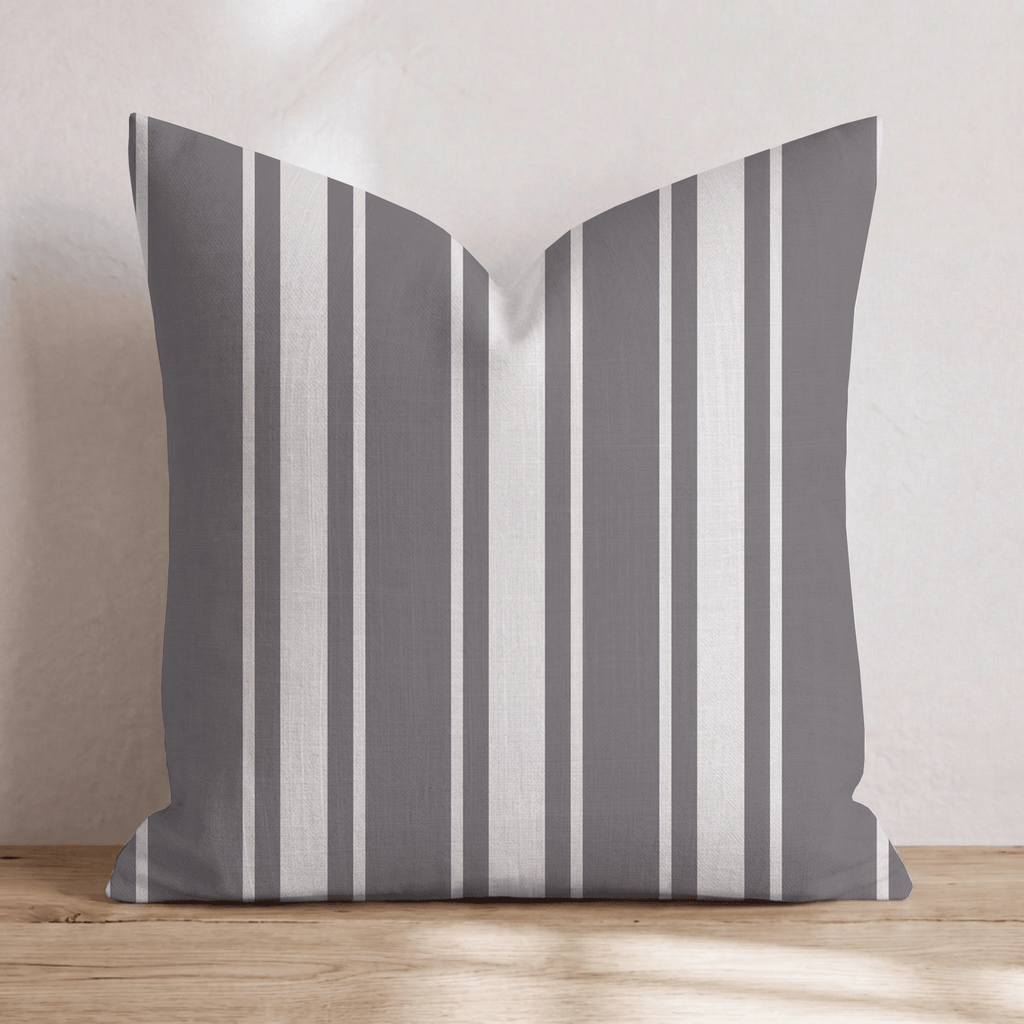Blanchette Stripes - Charcoal Throw Pillow throw pillow - Hillcroft Home