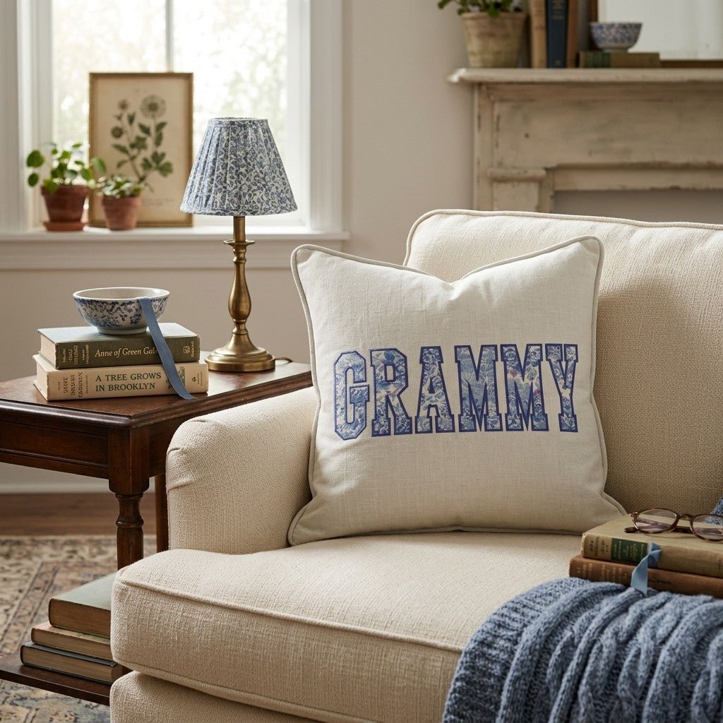 Block Letter Grammy Throw Pillow - Hillcroft Home