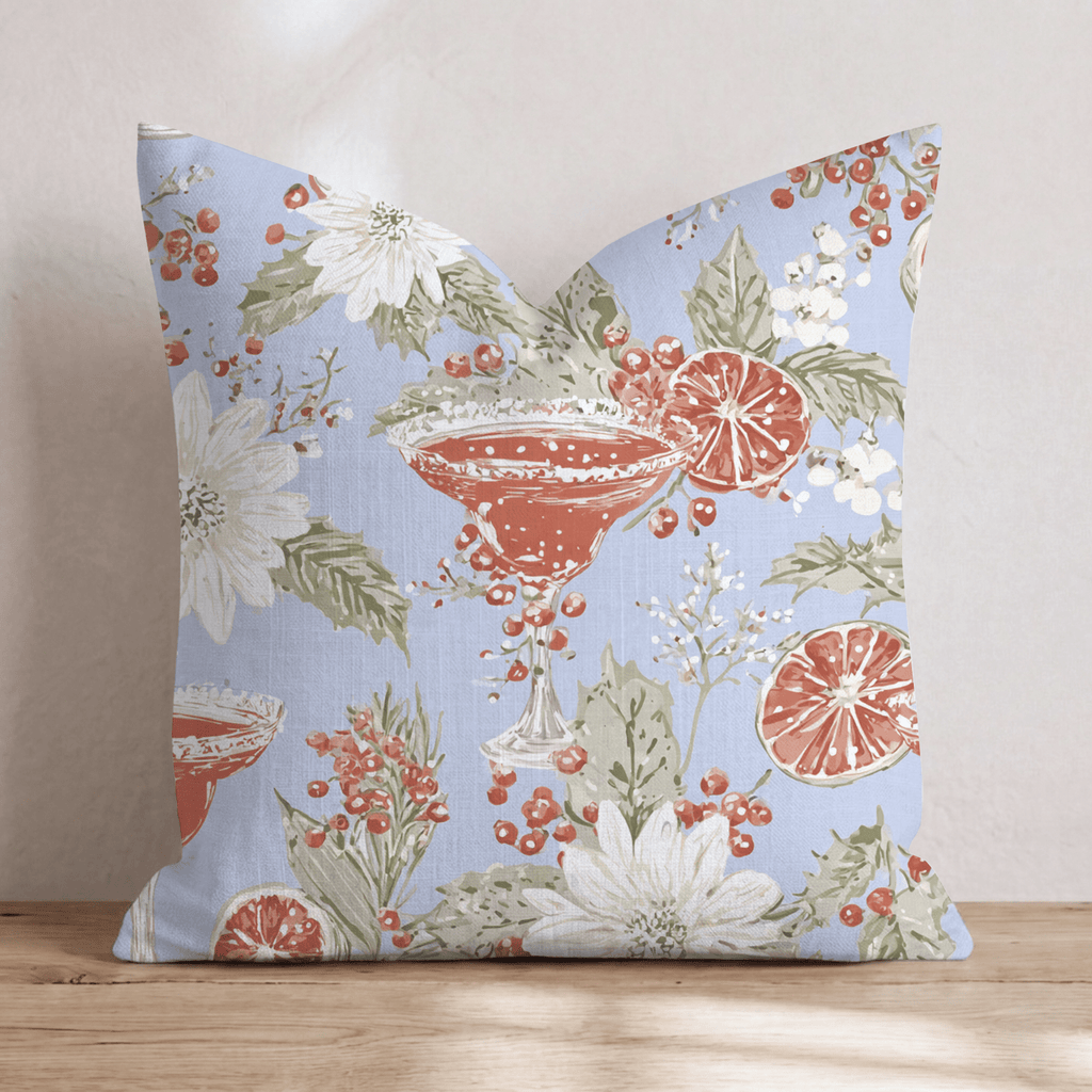 Blood Orange Margarita Blue Throw Pillow - Hillcroft Home