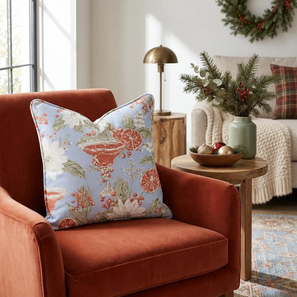 Blood Orange Margarita Blue Throw Pillow throw pillow - Hillcroft Home