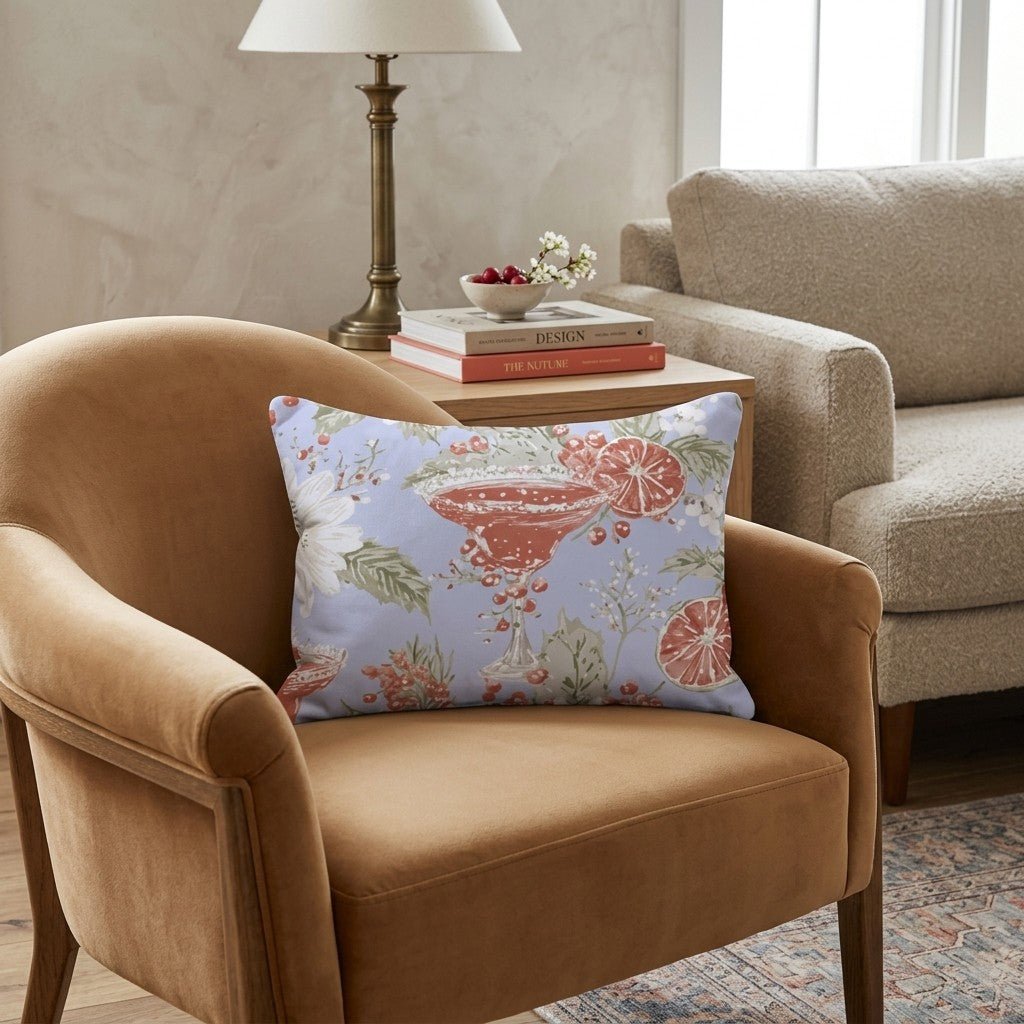 Blood Orange Margarita Blue Throw Pillow - Hillcroft Home