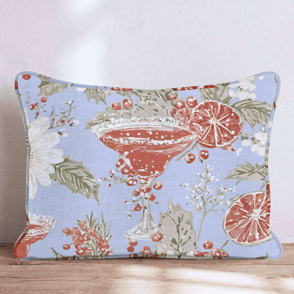 Blood Orange Margarita Blue Throw Pillow - Hillcroft Home