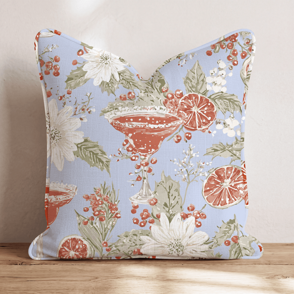 Blood Orange Margarita Blue Throw Pillow - Hillcroft Home