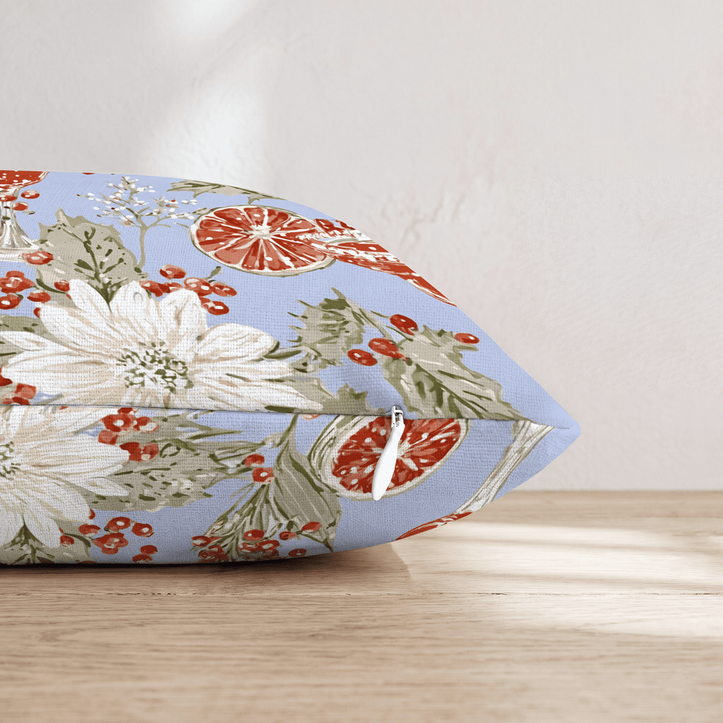 Blood Orange Margarita Blue Throw Pillow - Hillcroft Home