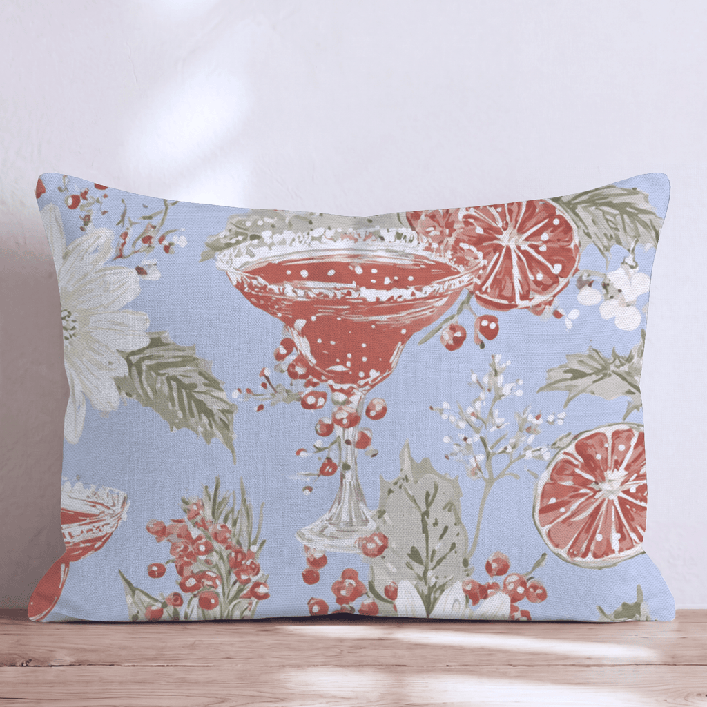 Blood Orange Margarita Blue Throw Pillow - Hillcroft Home