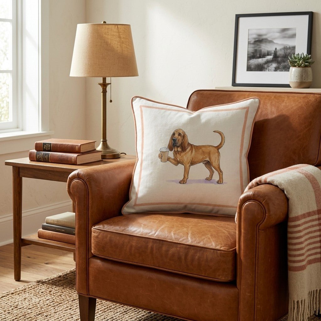 Bloodhound Coffee Throw Pillow - Hillcroft Home