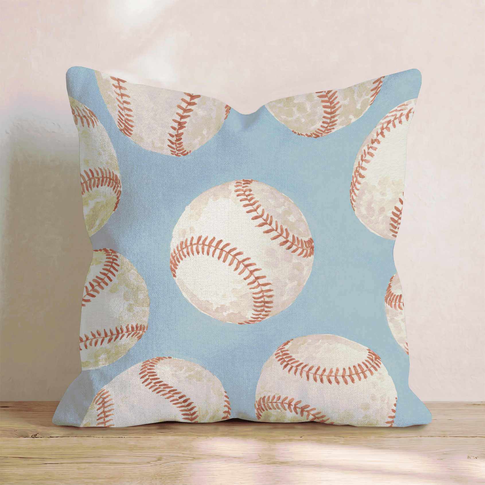 Blue and Baseballs Throw Pillow - Hillcroft Home