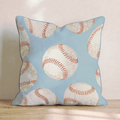 Blue and Baseballs Throw Pillow - Hillcroft Home