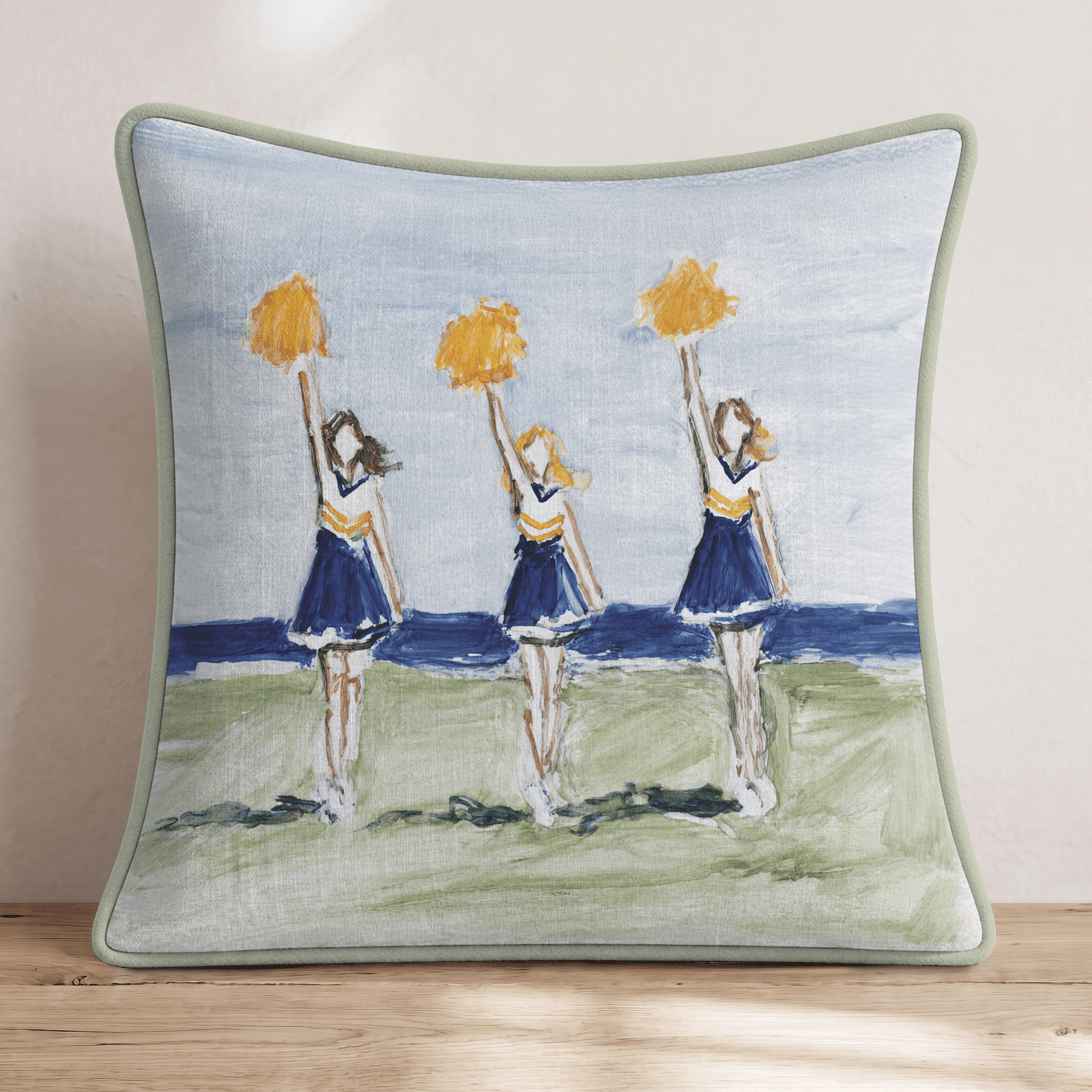Blue and Gold Cheer Throw Pillow - Hillcroft Home