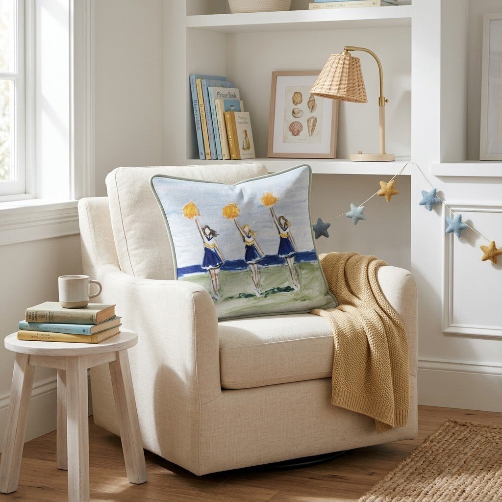 Blue and Gold Cheer Throw Pillow - Hillcroft Home