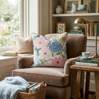 Blue and Gold Garden Throw Pillow - Hillcroft Home