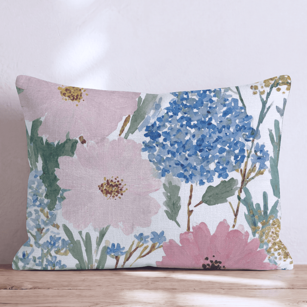 Blue and Gold Garden Throw Pillow - Hillcroft Home
