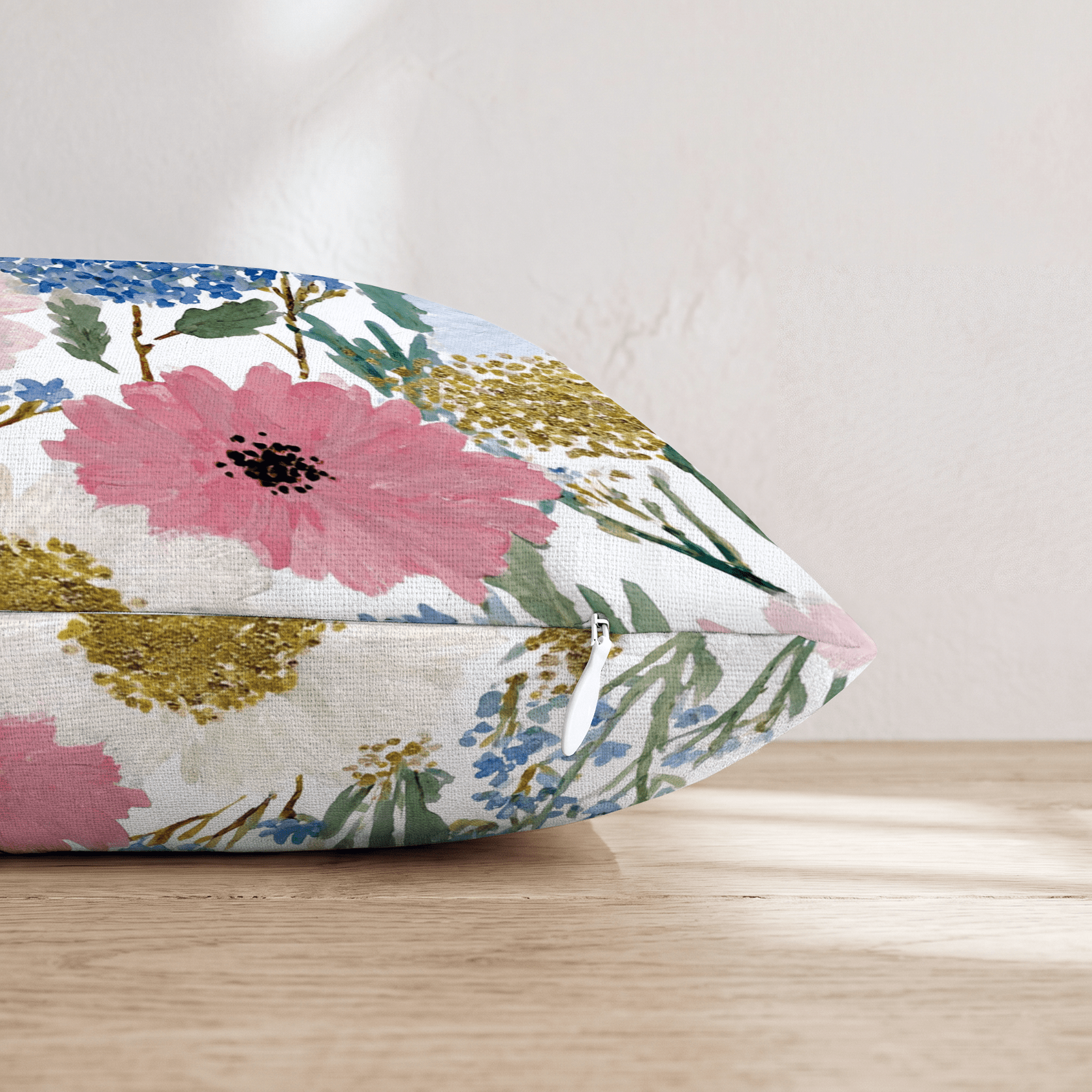 Blue and Gold Garden Throw Pillow - Hillcroft Home