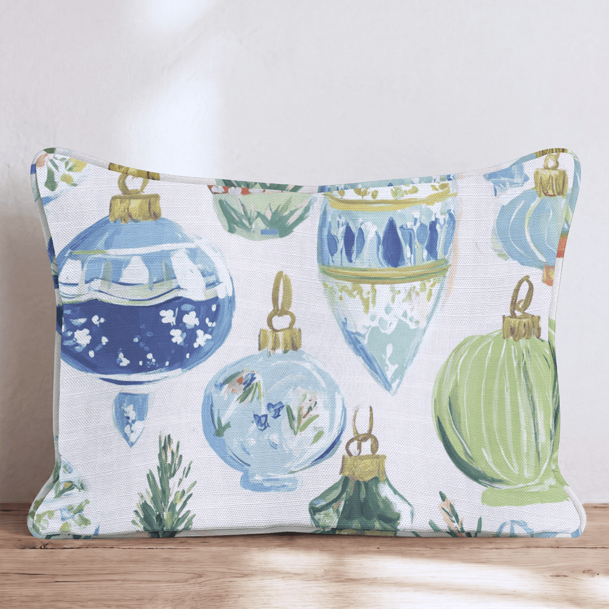 Blue and Green Christmas Scheme Throw Pillow throw pillow - Hillcroft Home
