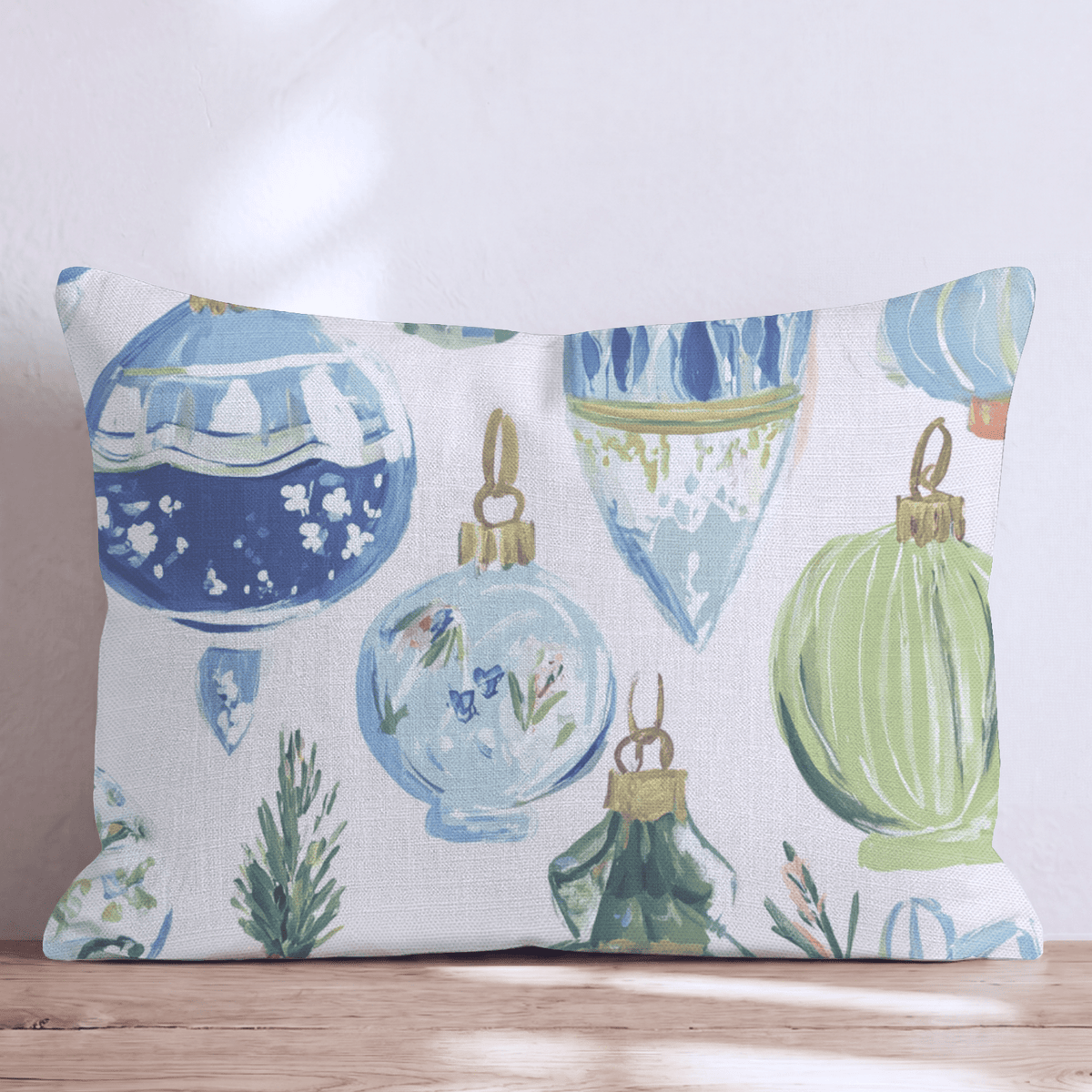 Blue and Green Christmas Scheme Throw Pillow throw pillow - Hillcroft Home