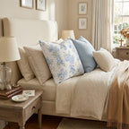Blue and White Floral Cross Throw Pillow - Hillcroft Home