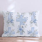 Blue and White Floral Cross Throw Pillow - Hillcroft Home