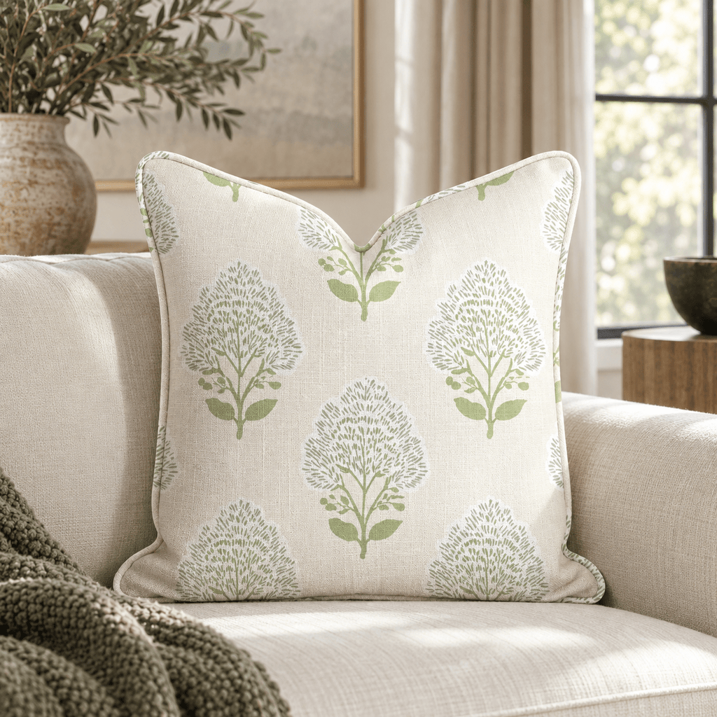 Blue Bell Damask Throw Pillow throw pillow - Hillcroft Home