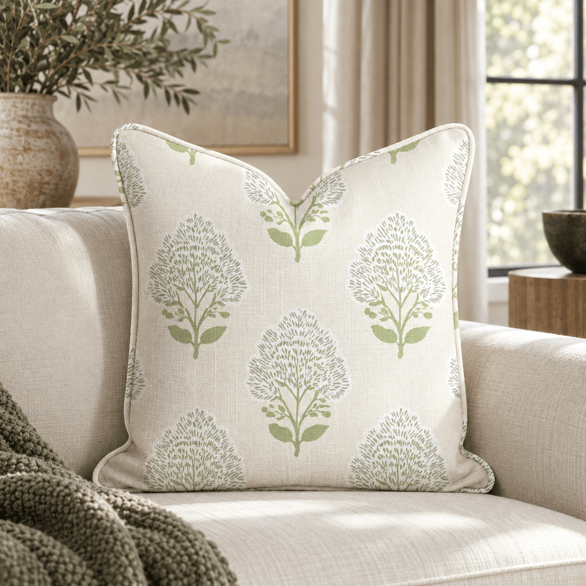 Blue Bell Damask Throw Pillow throw pillow - Hillcroft Home