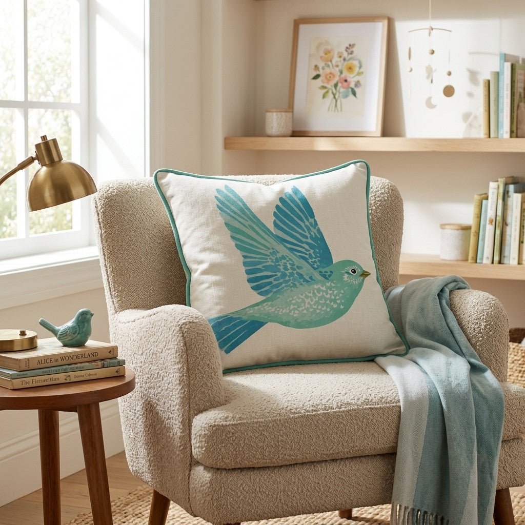 Blue Bird Throw Pillow - Hillcroft Home