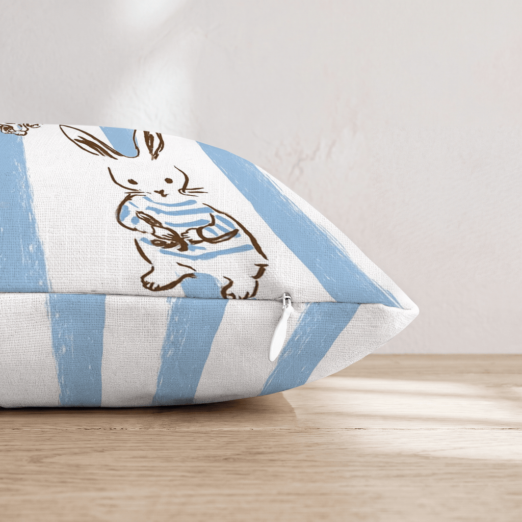 Blue Bunnies Throw Pillow - Hillcroft Home