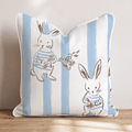 Blue Bunnies Throw Pillow - Hillcroft Home