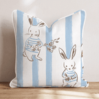 Blue Bunnies Throw Pillow - Hillcroft Home