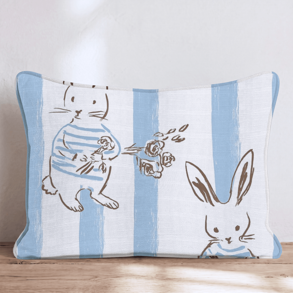 Blue Bunnies Throw Pillow - Hillcroft Home