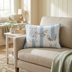 Blue Bunnies Throw Pillow - Hillcroft Home