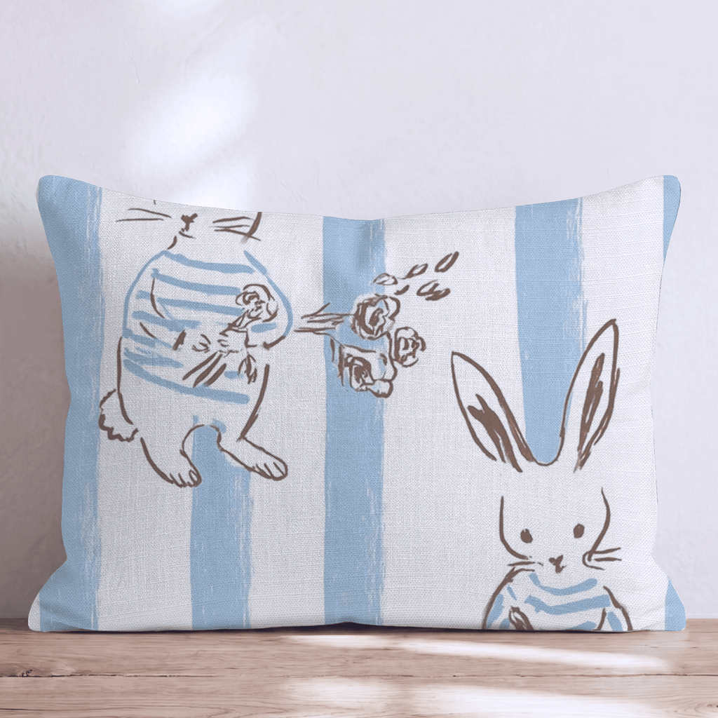 Blue Bunnies Throw Pillow - Hillcroft Home