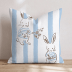 Blue Bunnies Throw Pillow - Hillcroft Home